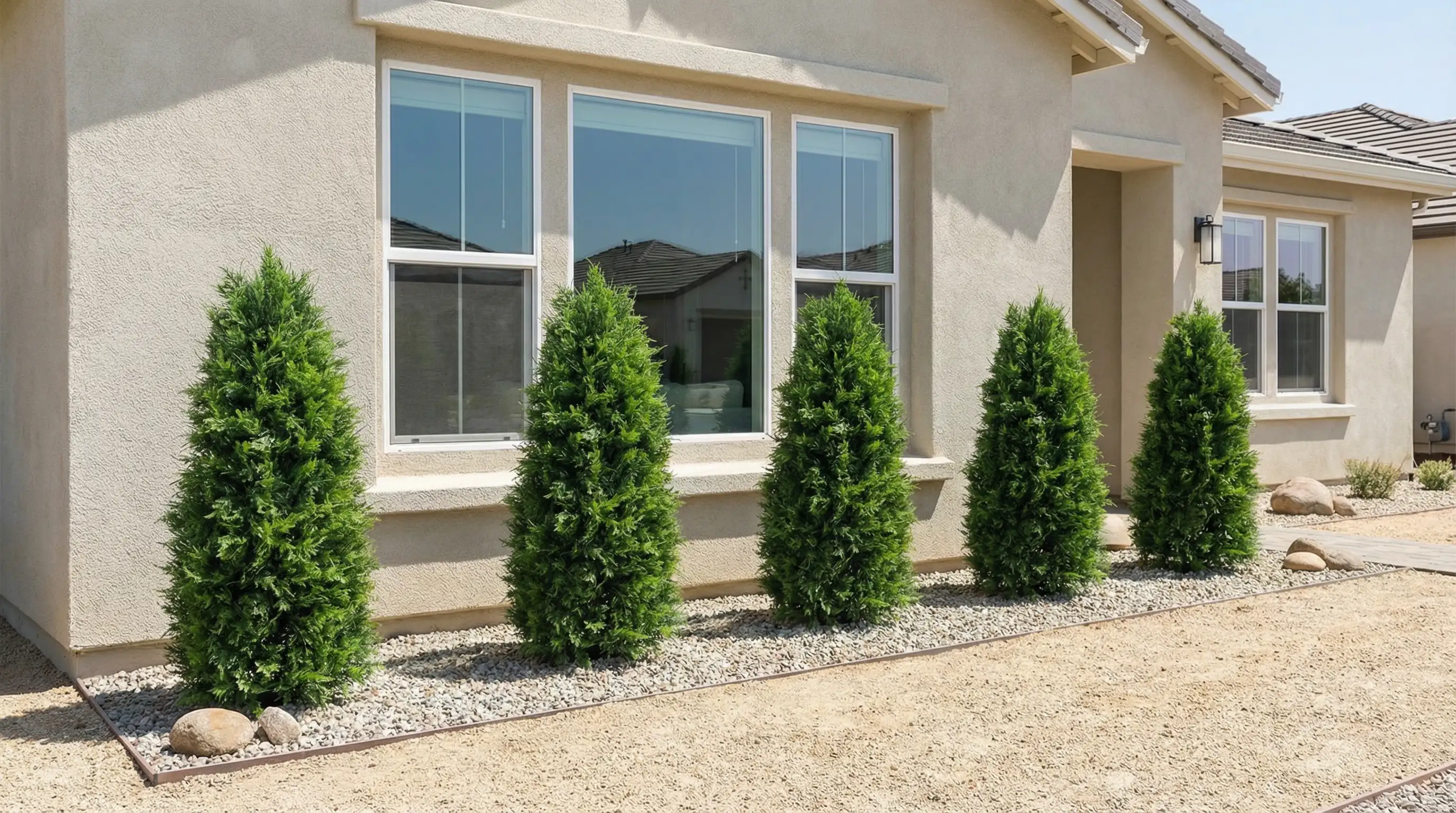 Fire-safe zone 0 xeroscaping with artificial foliage