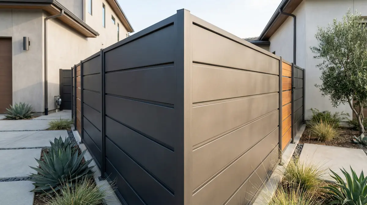 Shared fence dual finish steel