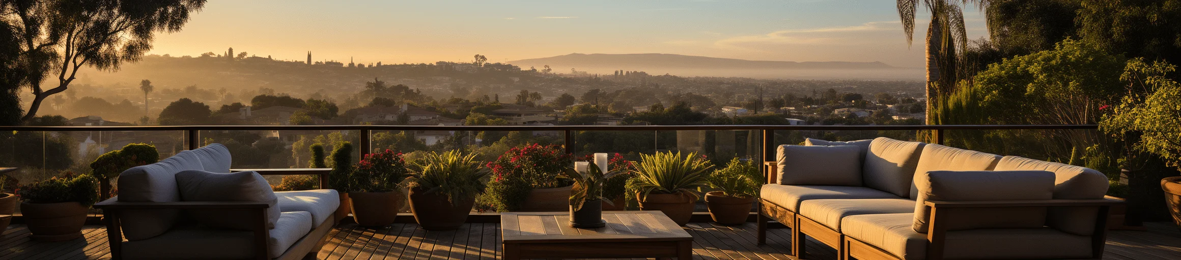 Composite wood deck in luxury backyard