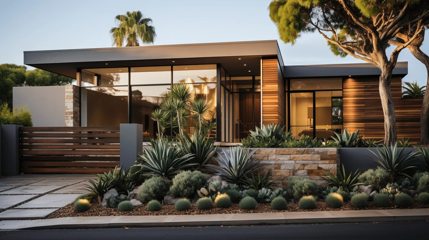 Modern home in Del Mar with aluminum wood fence