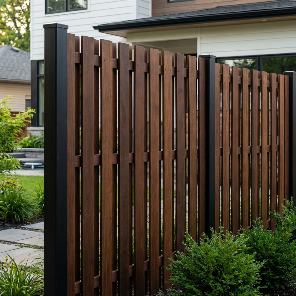 Board on board Ipe hardwood fence