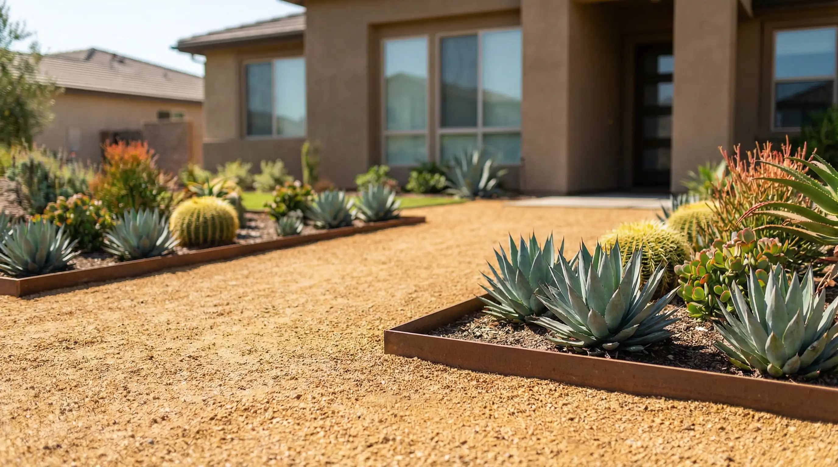 California Gold decomposed granite ground cover in Southern California yard