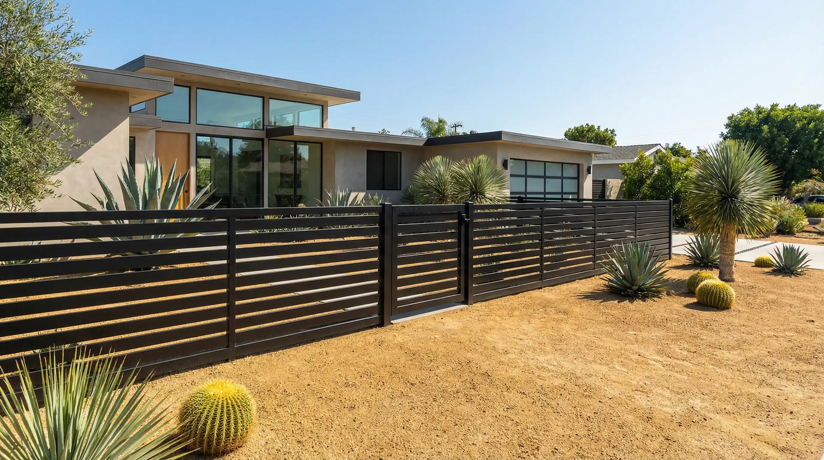 Aluminum fencing with decomposed granite landscaping
