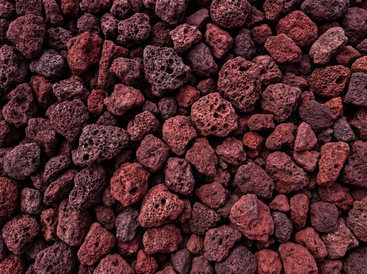 Close-up lava rock porous texture